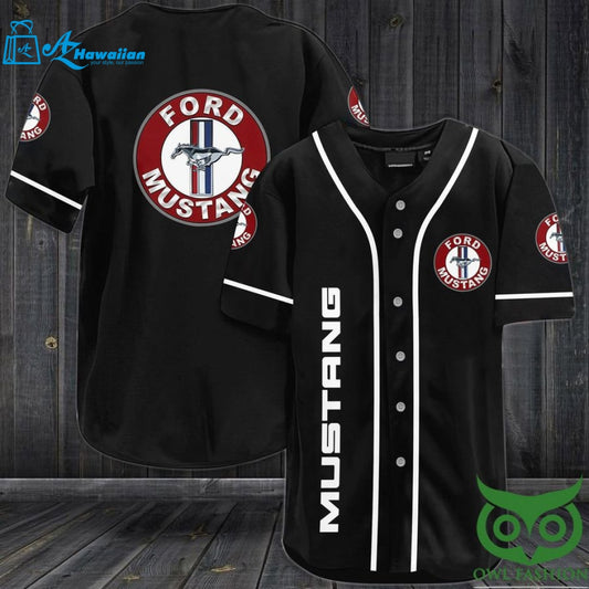 MUSTANG Ford Black and Red Baseball Jersey Shirt