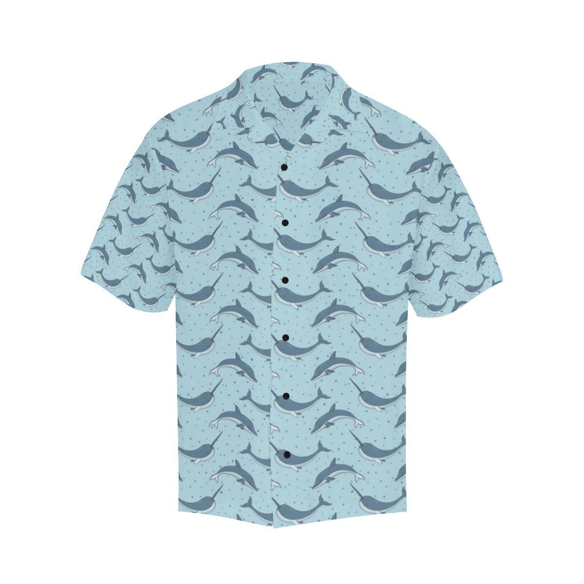 Narwhal Dolphin Print Hawaiian Shirt