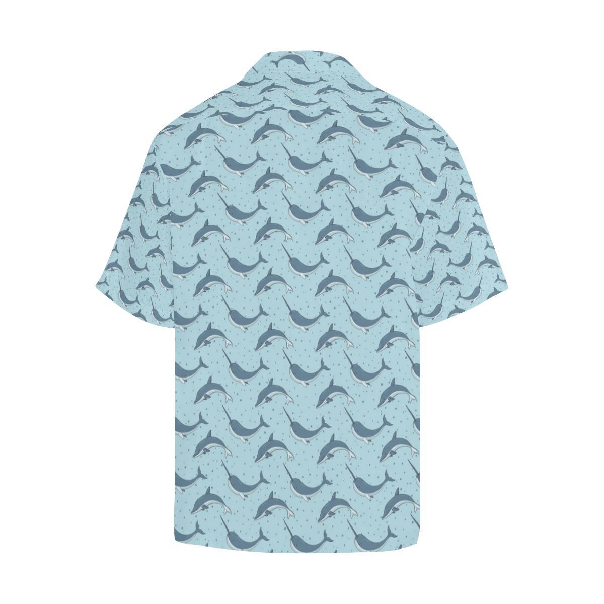 Narwhal Dolphin Print Hawaiian Shirt