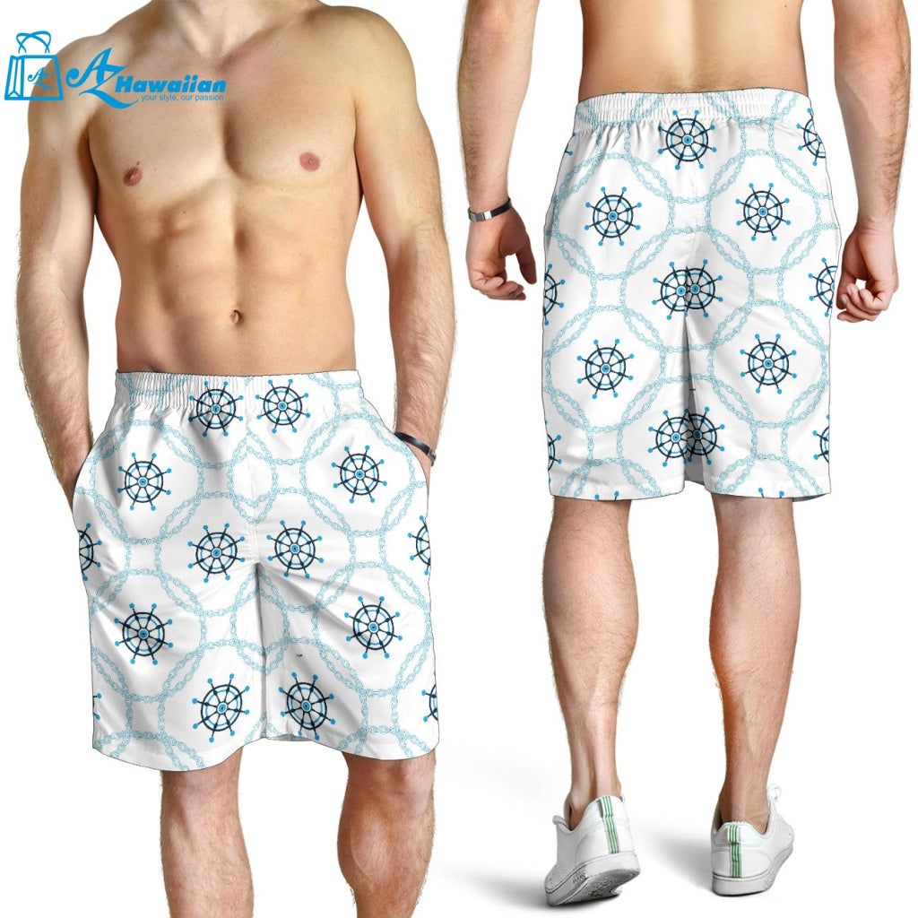 Nautical Steering Wheel Chain Men Shorts