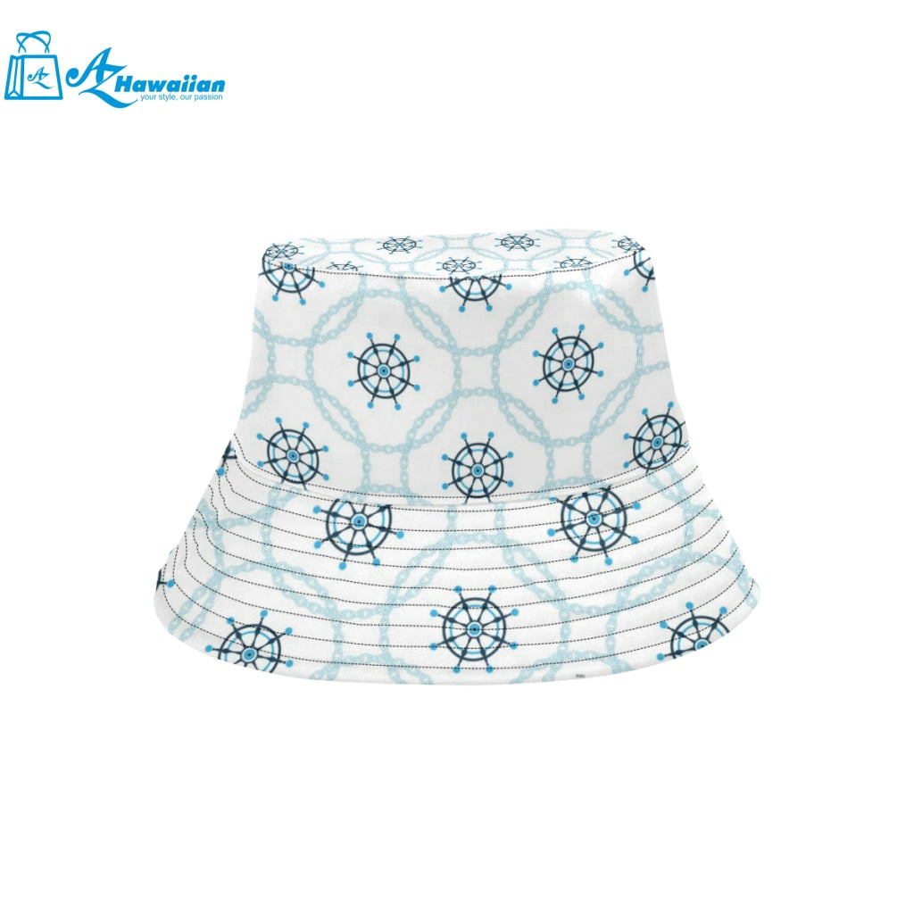 nautical steering wheel chain Unisex Bucket Hat