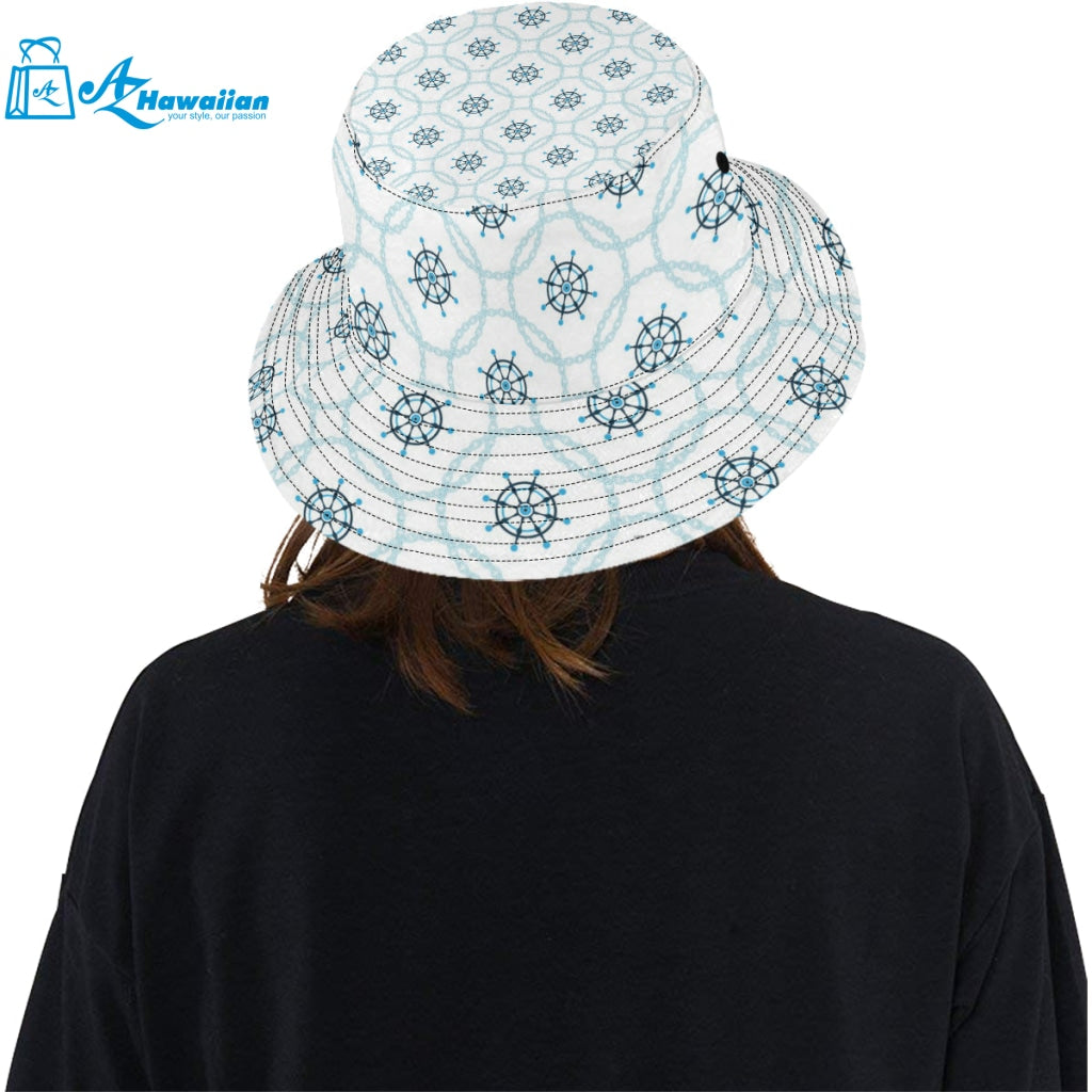 nautical steering wheel chain Unisex Bucket Hat