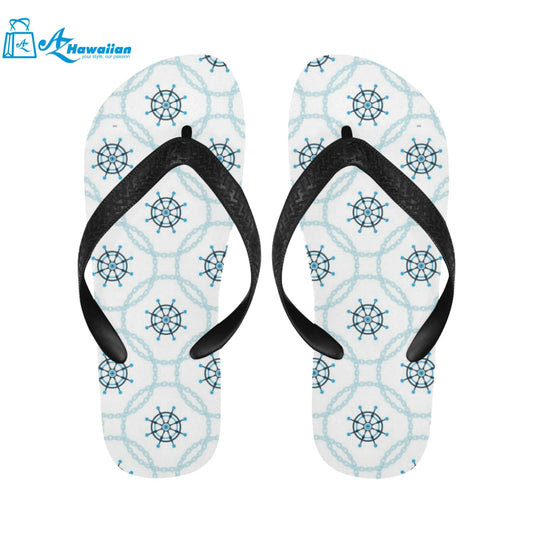 nautical steering wheel chain Unisex Flip Flops