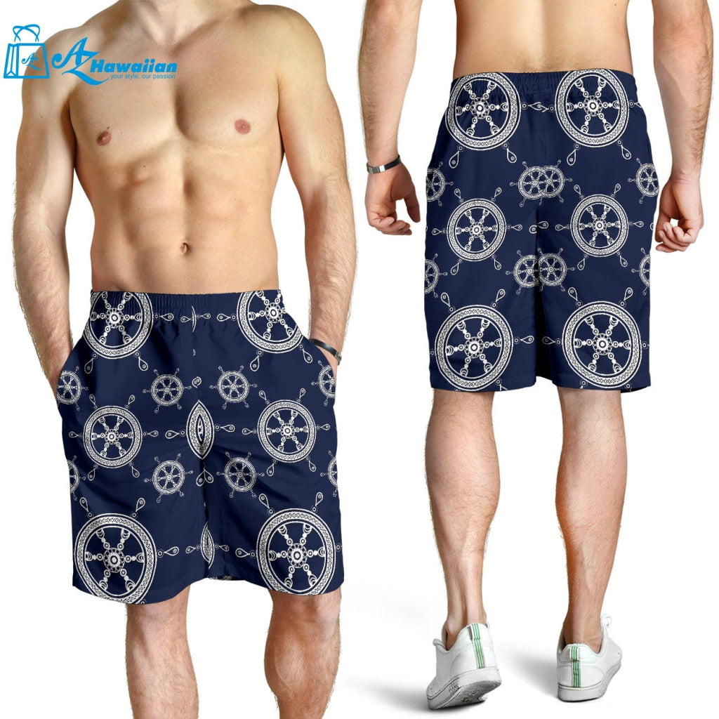 Nautical Steering Wheel Design Pattern Men Shorts