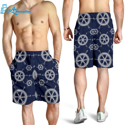 Nautical Steering Wheel Design Pattern Men Shorts