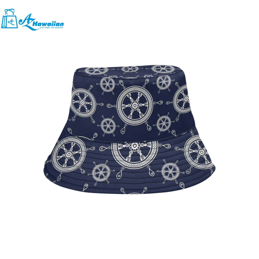 nautical steering wheel design pattern Unisex Bucket Hat