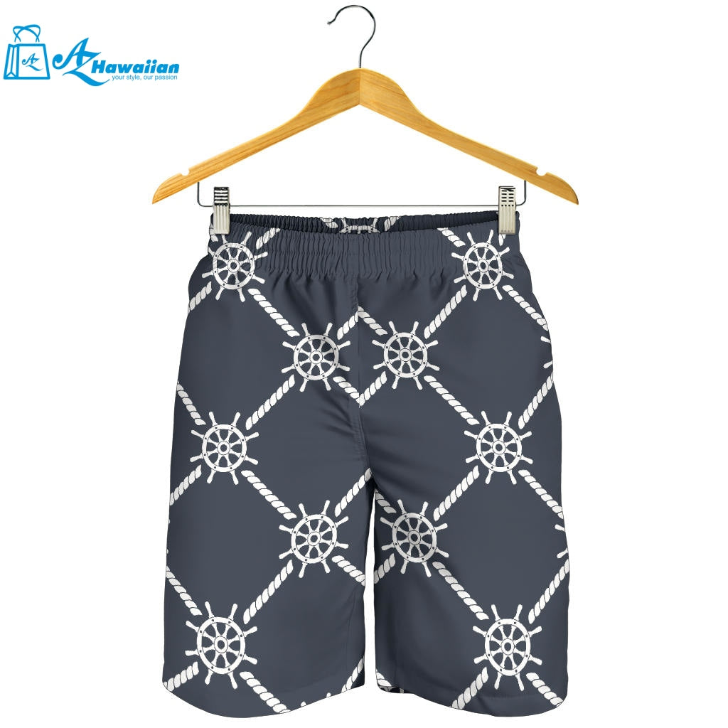 Nautical Steering Wheel Rope Pattern Men Shorts