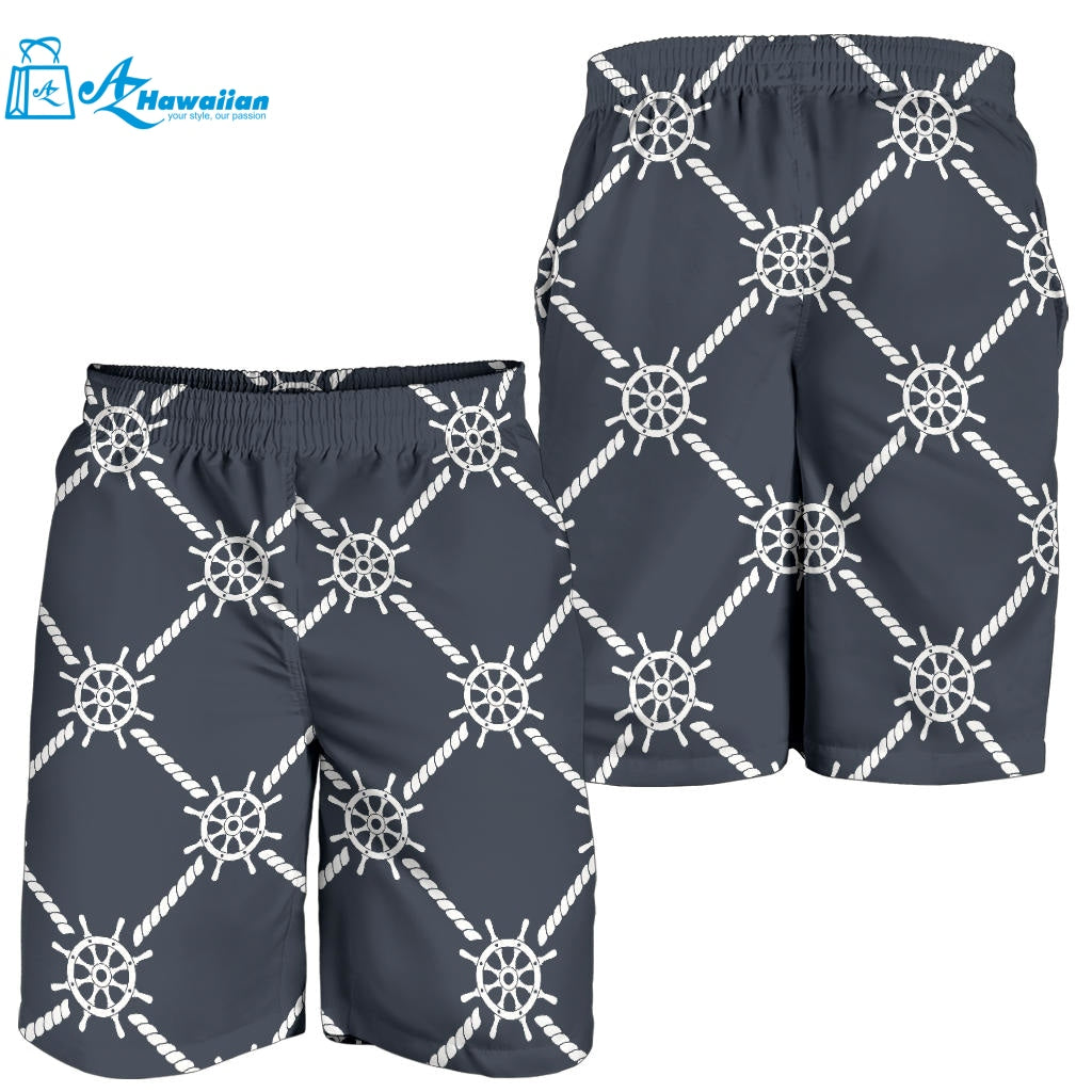 Nautical Steering Wheel Rope Pattern Men Shorts