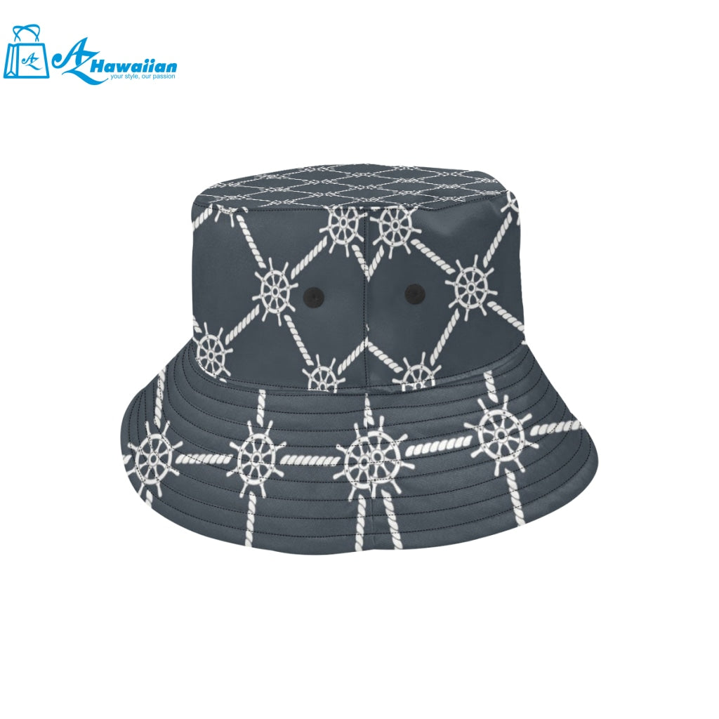 nautical steering wheel rope pattern Unisex Bucket Hat