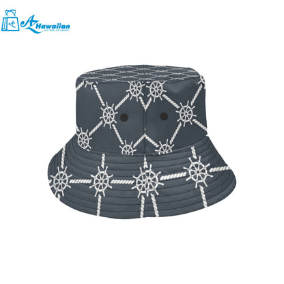 nautical steering wheel rope pattern Unisex Bucket Hat