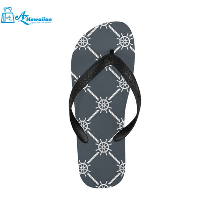 nautical steering wheel rope pattern Unisex Flip Flops