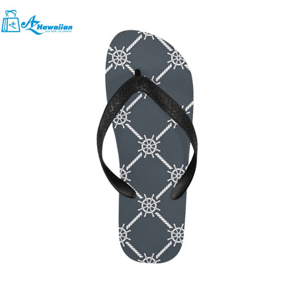 nautical steering wheel rope pattern Unisex Flip Flops