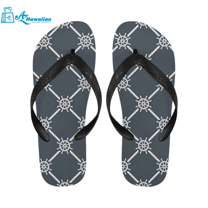 nautical steering wheel rope pattern Unisex Flip Flops