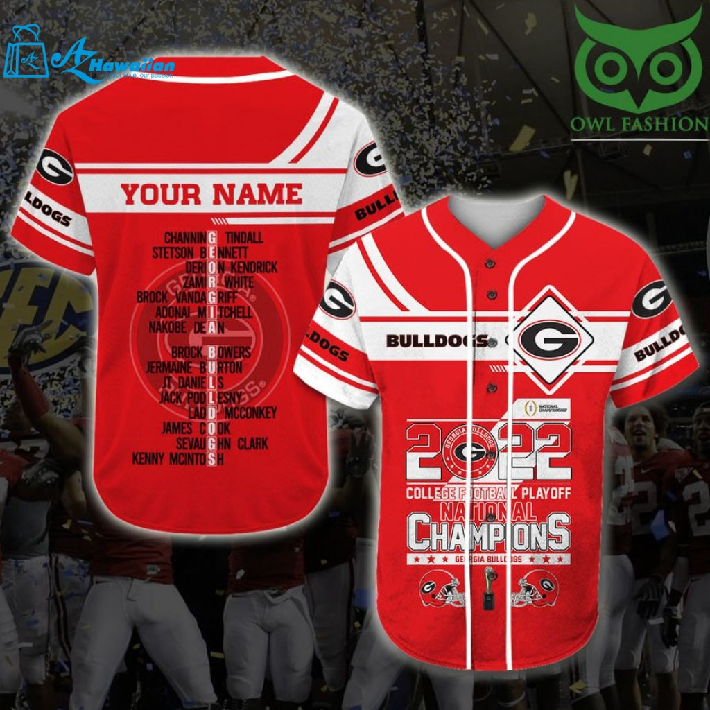 NCAA college football playoff 2021-2022 Custom name Georgia Bulldogs Baseball Jersey Shirt