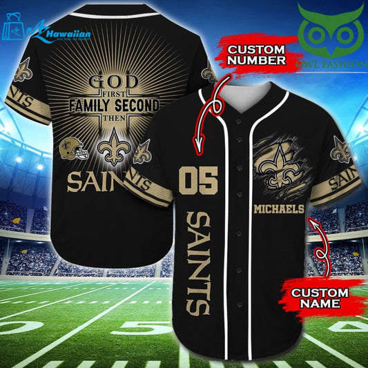 New Orleans Saints Personalized Gift, Custom Name Number Baseball Jersey Shirt