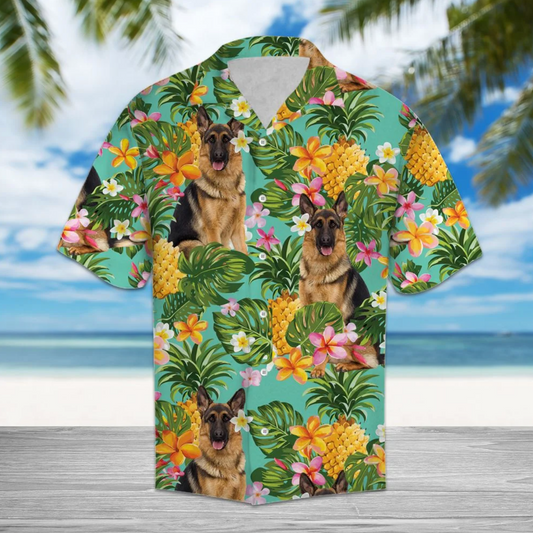 Tropical Pineapple German Shepherd Hawaiian Shirt Hawaiian Shirt