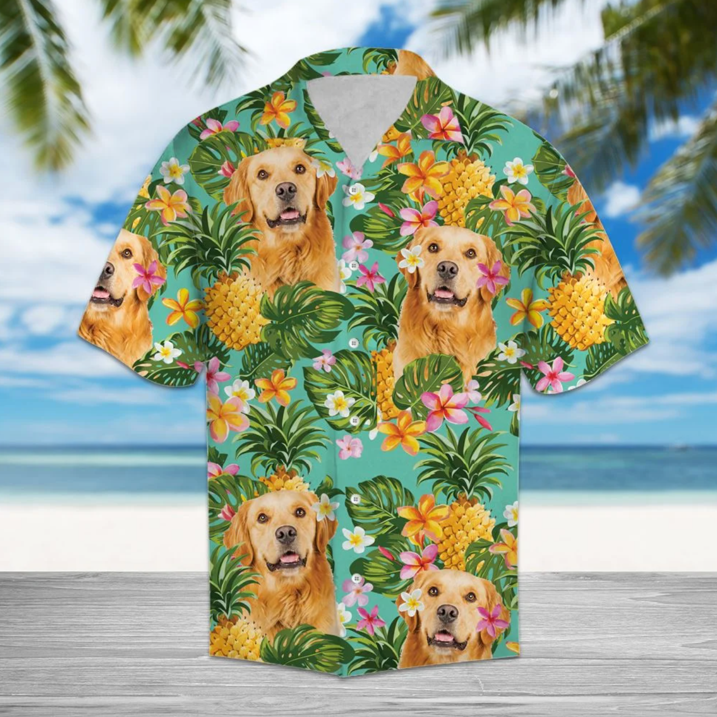 Tropical Pineapple Golden Retriever Hawaiian Shirt Hawaiian Shirt