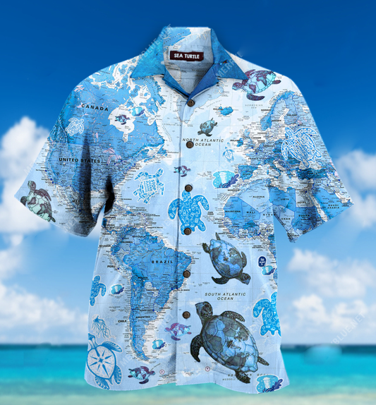 Amazing Turtle Map Hawaii Shirt Unique Beach Hawaiian