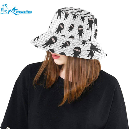 Ninja pattern plaid background Unisex Bucket Hat