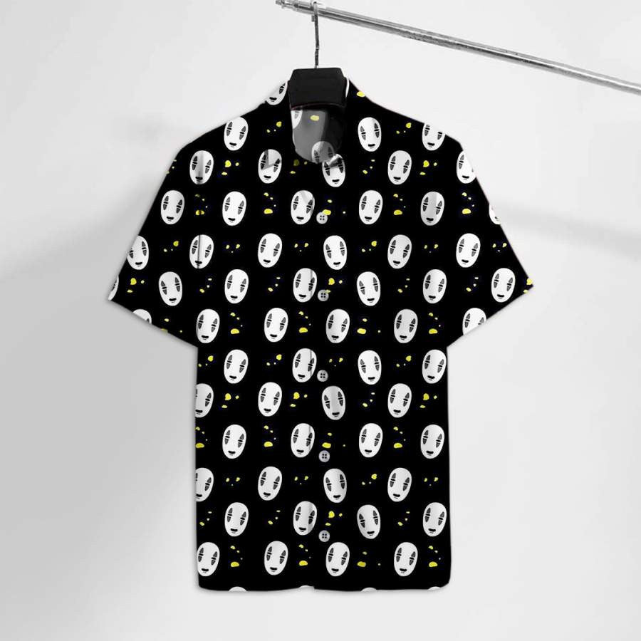 No Face With Gold Pattern Hawaii Tshirt, Print Short Sleeve 