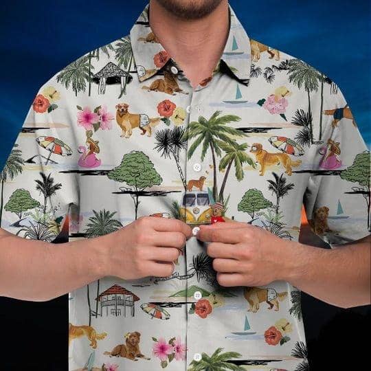 Nova Scotia Duck Tolling Retriever Hawaiian Shirt Hawaii Beach Retro