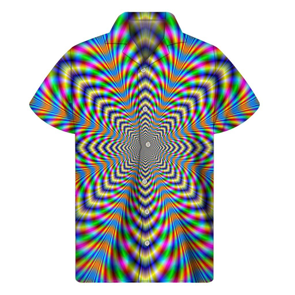 Octagonal Psychedelic Optical Illusion Mens Short Sleeve Shirt Hawaiian