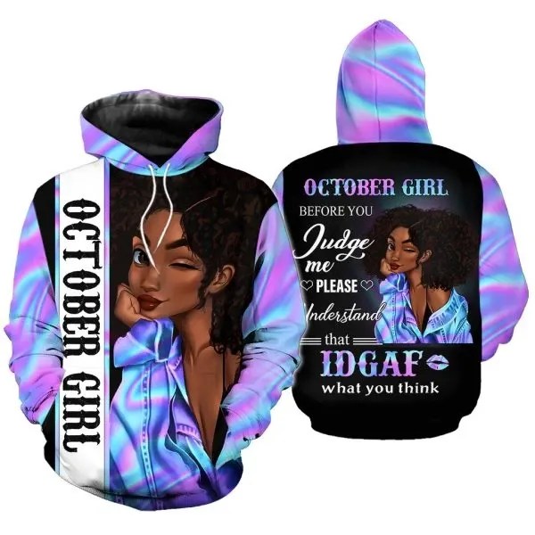 October Girl 3D All Over Printed Unisex Hoodie US Size Clothes