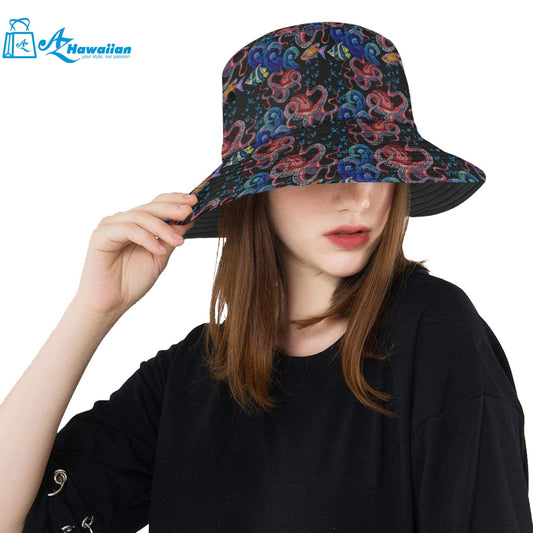 Octopus sea wave tropical fishe pattern Unisex Bucket Hat