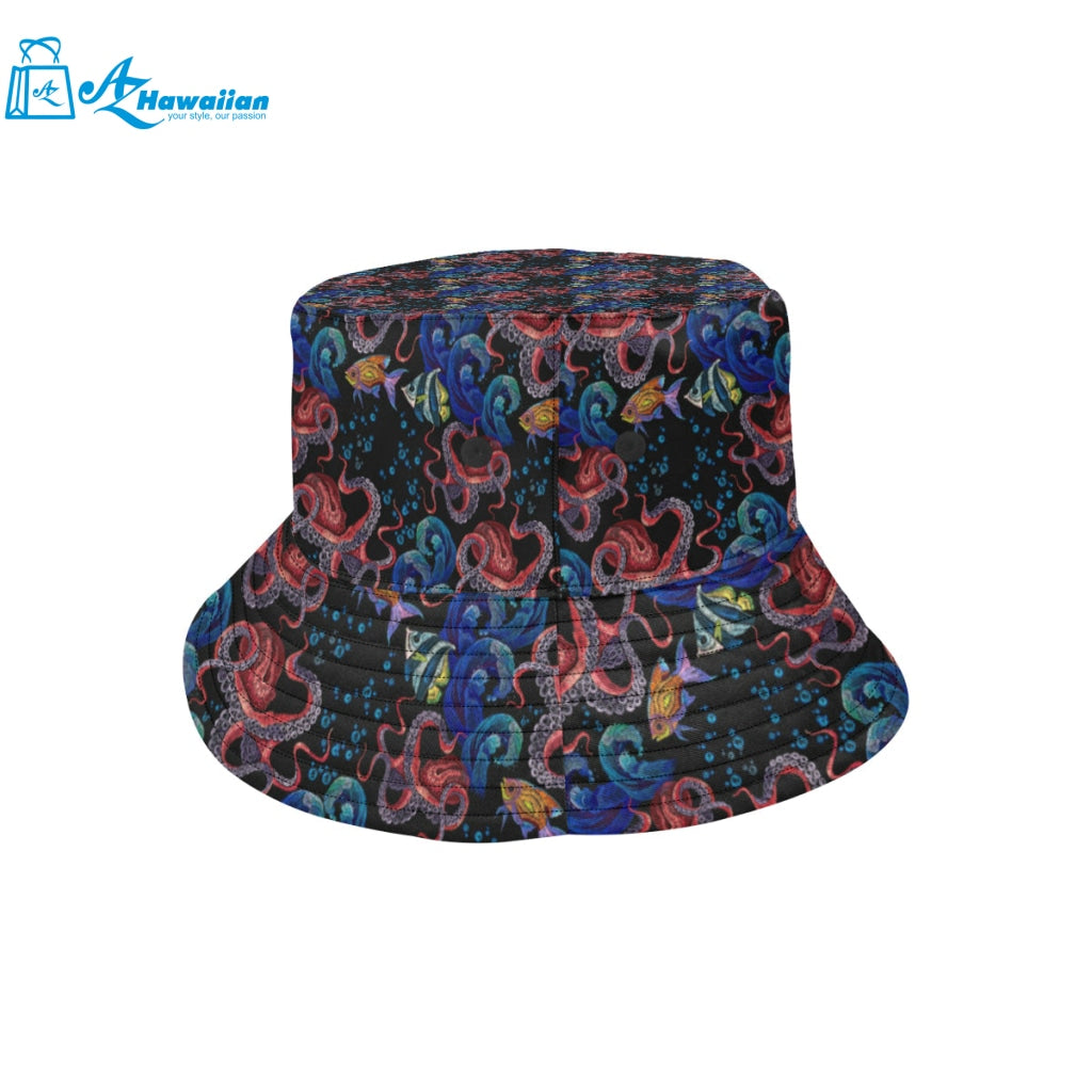 Octopus sea wave tropical fishe pattern Unisex Bucket Hat