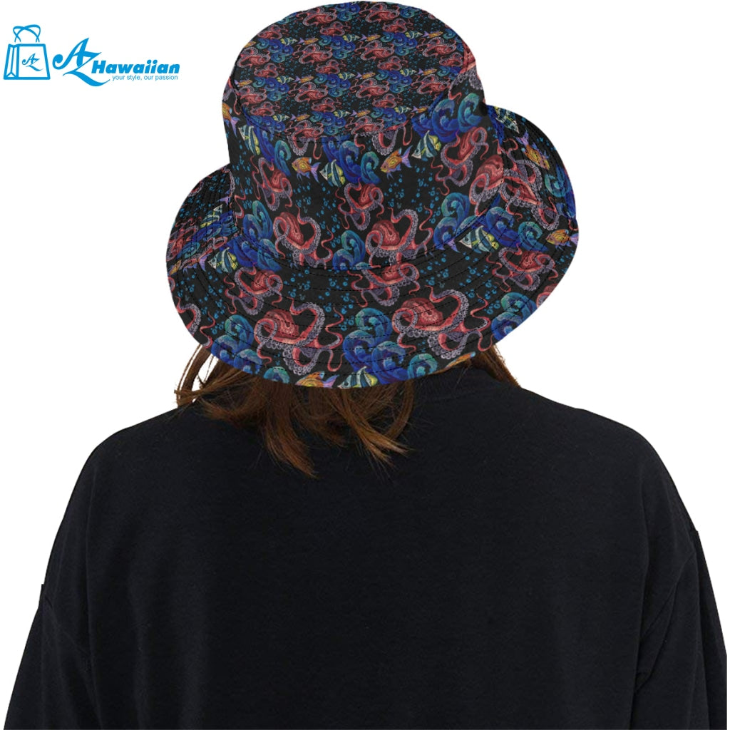 Octopus sea wave tropical fishe pattern Unisex Bucket Hat