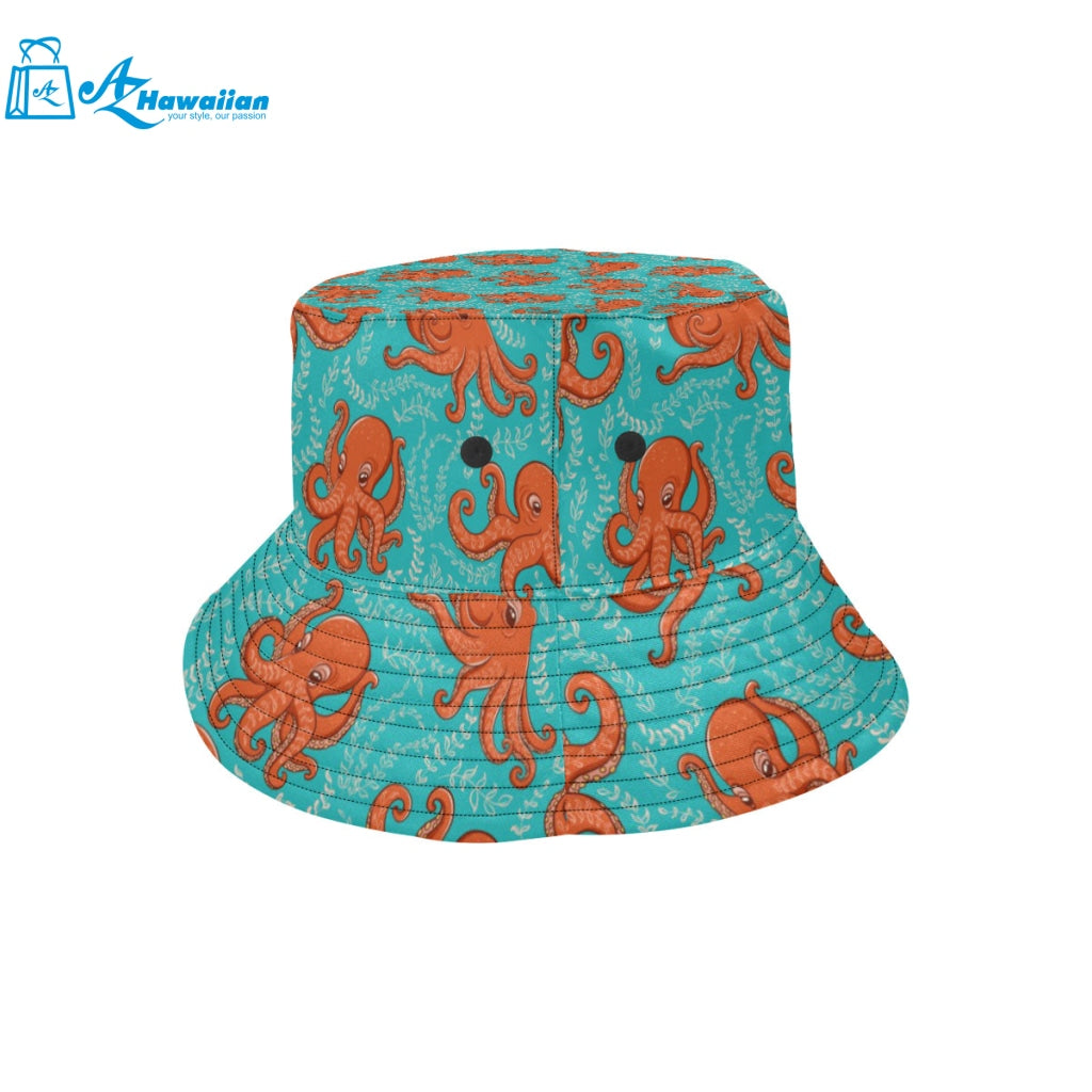 Octopus turquoise background Unisex Bucket Hat