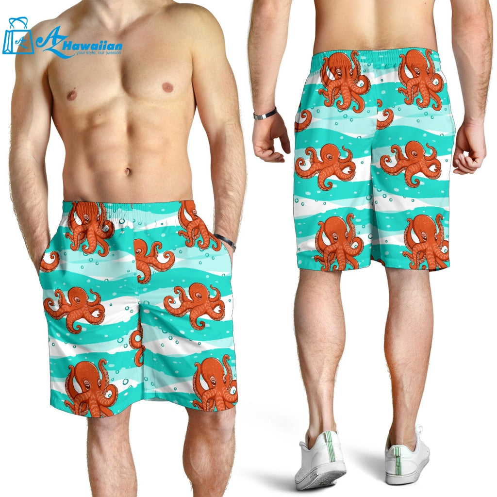 Octopuses Sea Wave Background Men Shorts