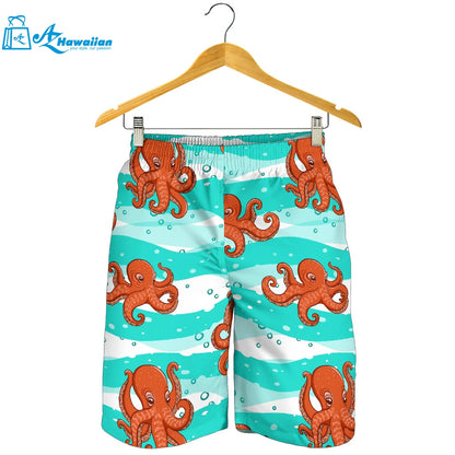 Octopuses Sea Wave Background Men Shorts