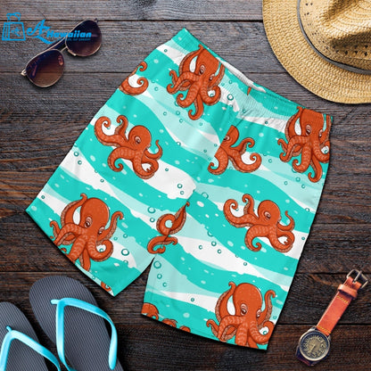 Octopuses Sea Wave Background Men Shorts