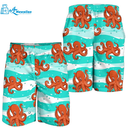 Octopuses Sea Wave Background Men Shorts