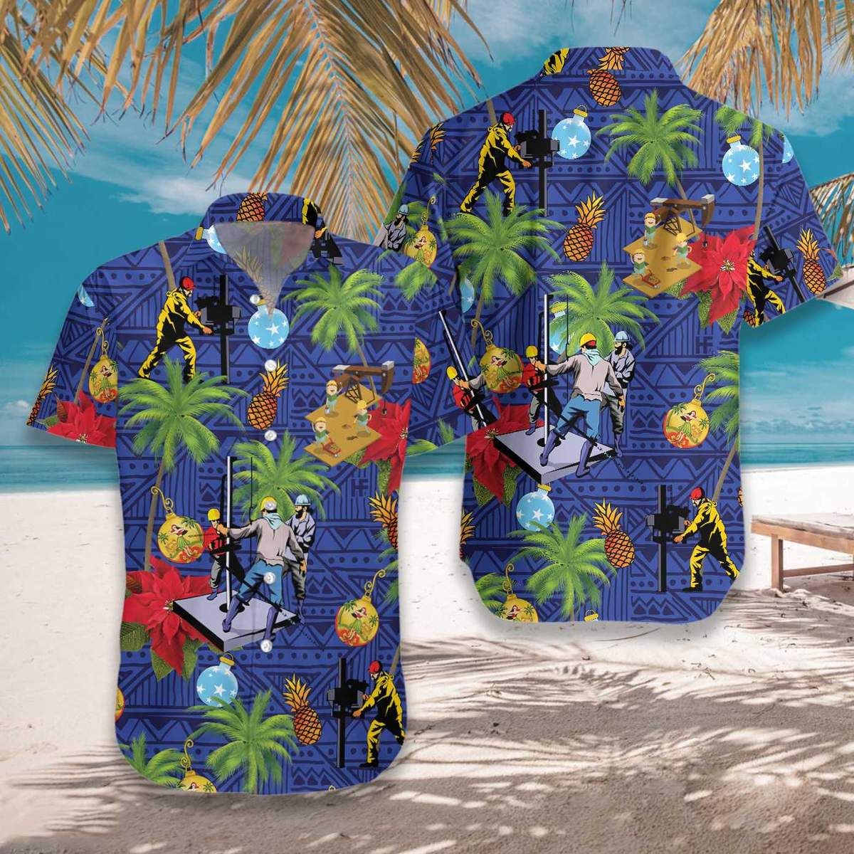 Oil Field Life Hawaiian Graphic Print Short Sleeve Hawaiian Shirt