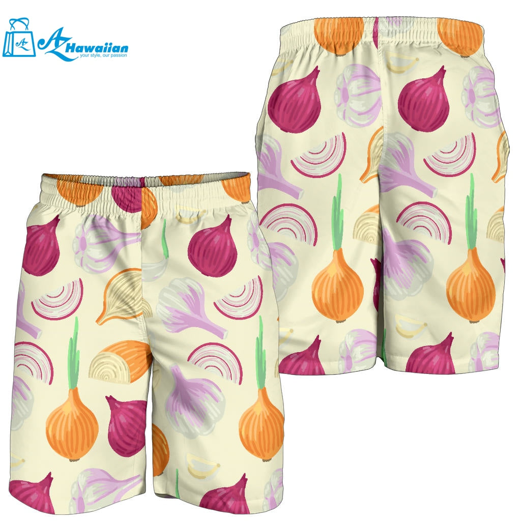 Onion Garlic White Red Pattern Men Shorts