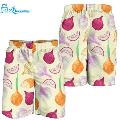 Onion Garlic White Red Pattern Men Shorts