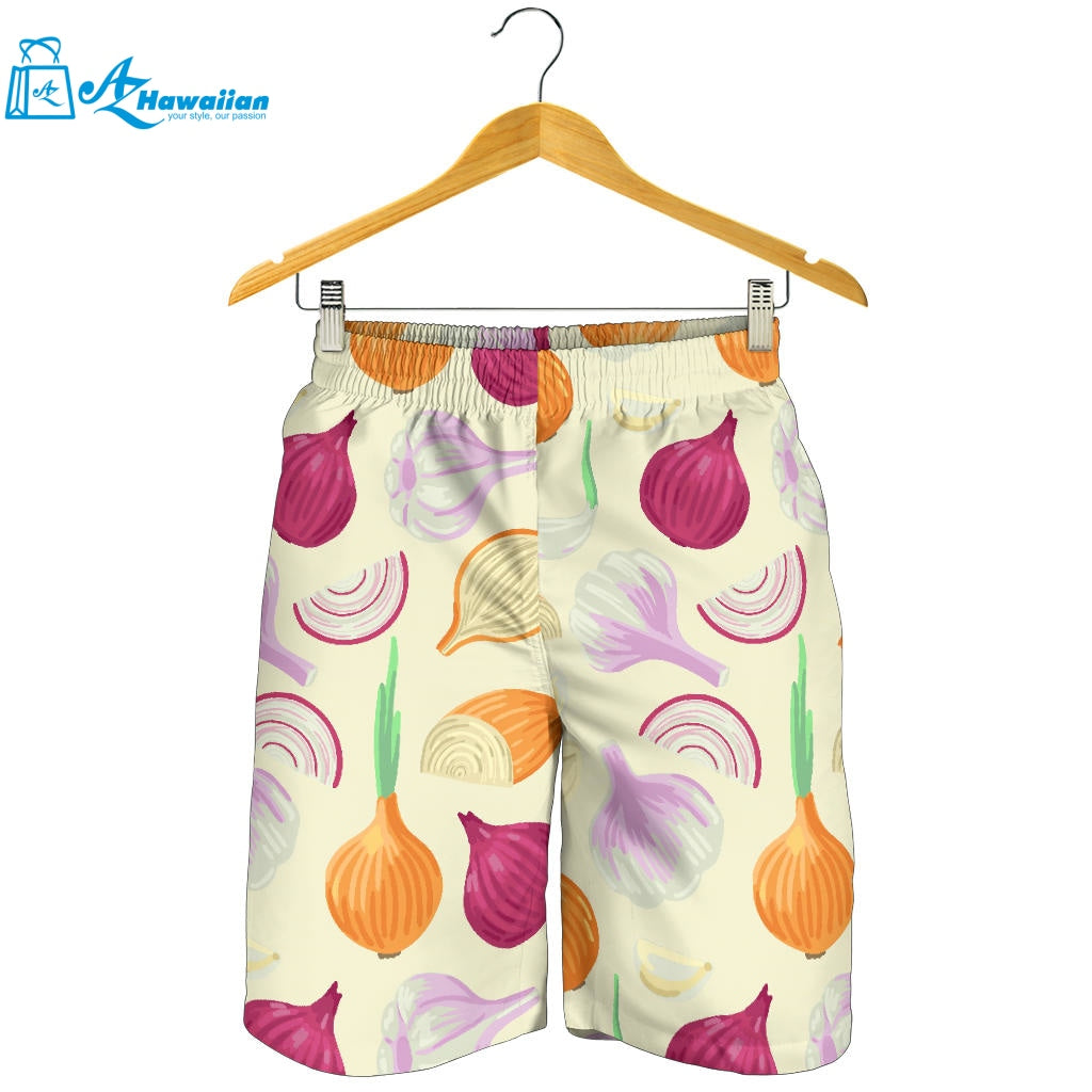 Onion Garlic White Red Pattern Men Shorts