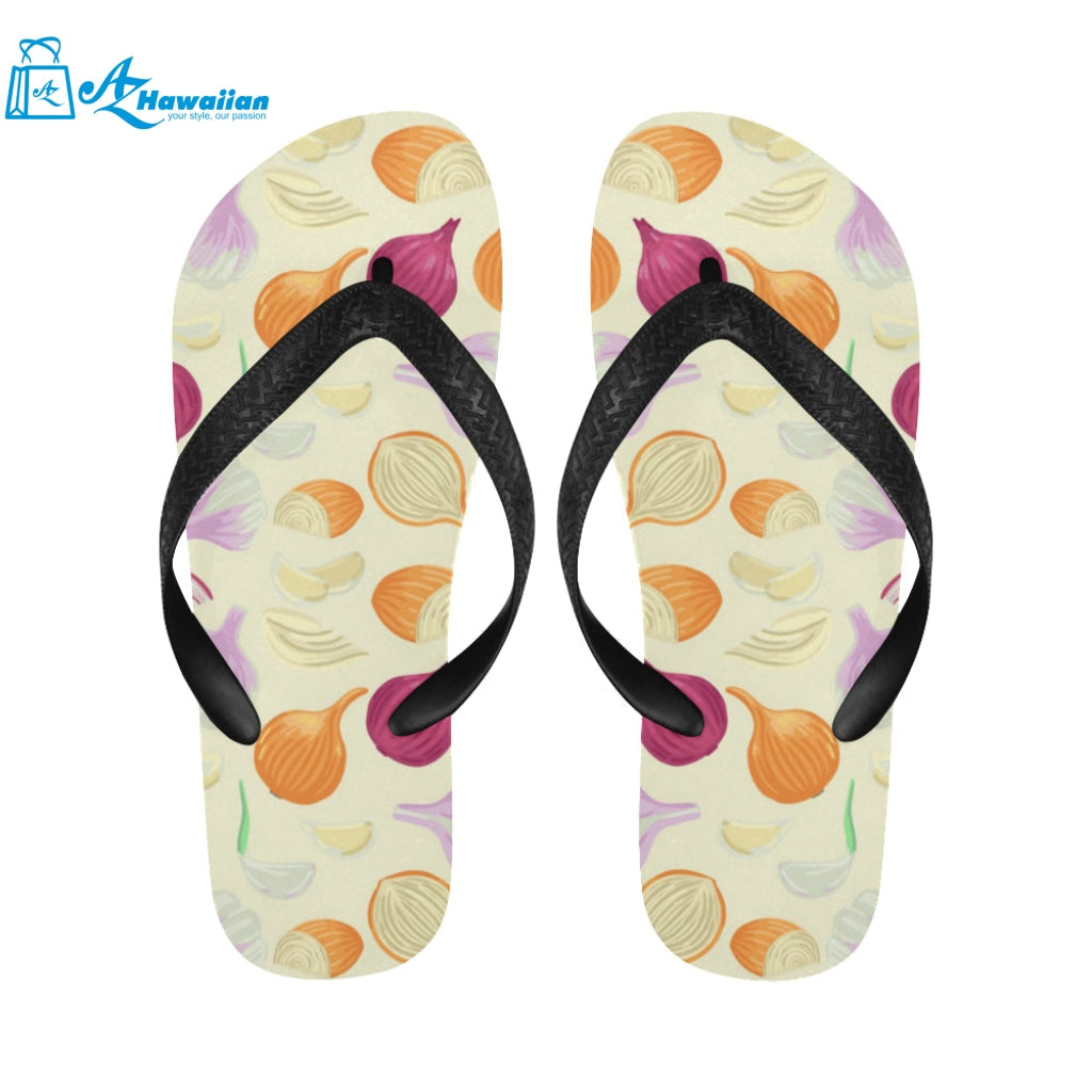 Onion garlic white red pattern Unisex Flip Flops