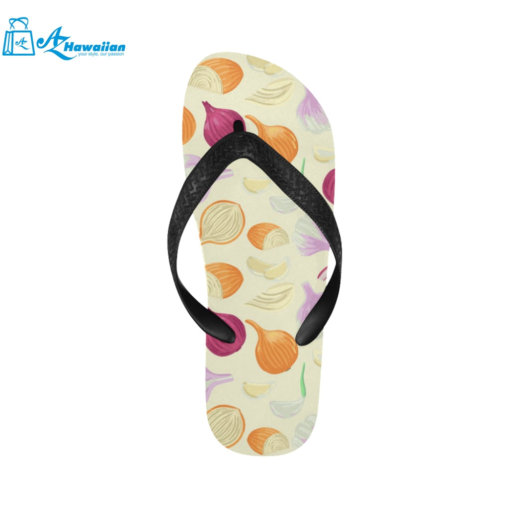 Onion garlic white red pattern Unisex Flip Flops