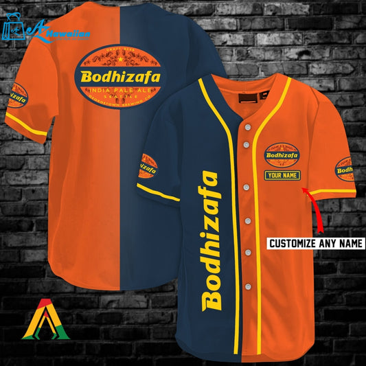 Orange And Navi Split Bodhizafa Beer Baseball Jersey