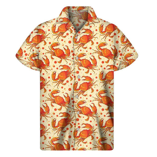 Orange Crab Pattern Print Mens Short Sleeve Shirt Hawaiian