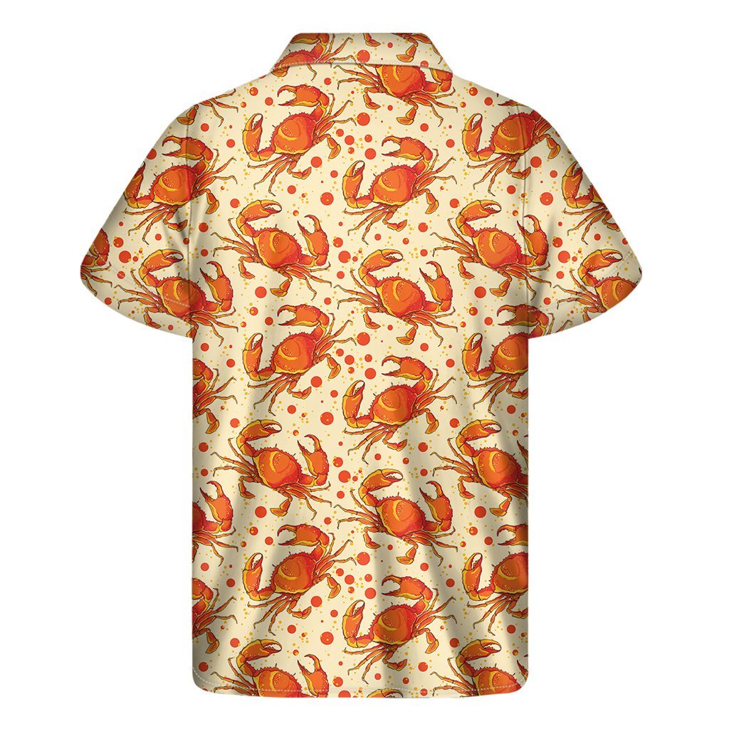 Orange Crab Pattern Print Mens Short Sleeve Shirt Hawaiian