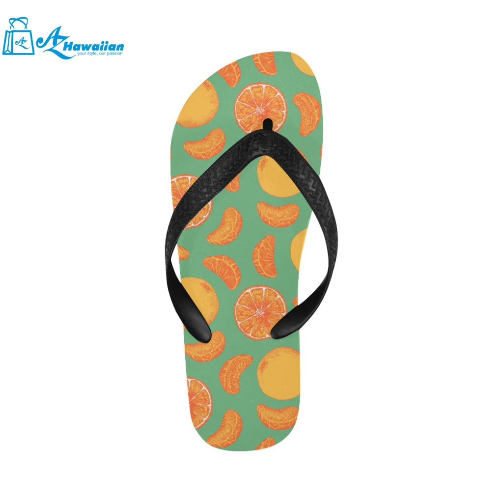 orange fruit pattern green background Unisex Flip Flops