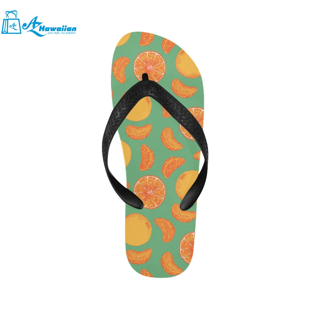 orange fruit pattern green background Unisex Flip Flops