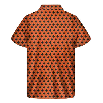 Orange Halloween Pattern Print Mens Short Sleeve Shirt Hawaiian