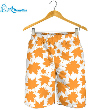 Orange Maple Leaf Pattern Men Shorts