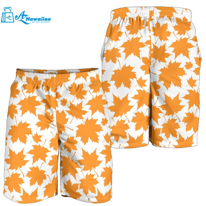 Orange Maple Leaf Pattern Men Shorts