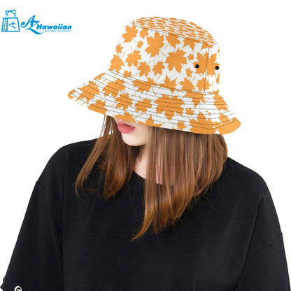 Orange Maple Leaf pattern Unisex Bucket Hat